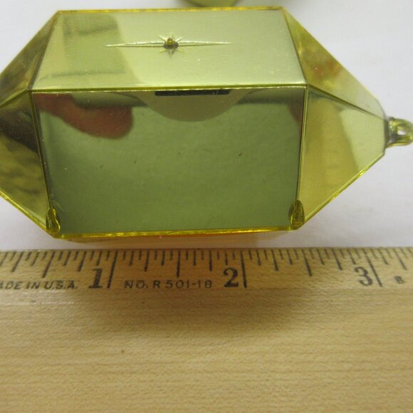 3 Jewel Brite Diorama Reflector Hexagon Gem Christmas Ornaments Poinsettia Holly - Picture 10 of 15